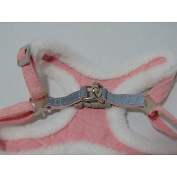Pink and White Faux Leather & Fur Padded Dog Harness, Winter Dog Harness Small - Picture 8 of 9
